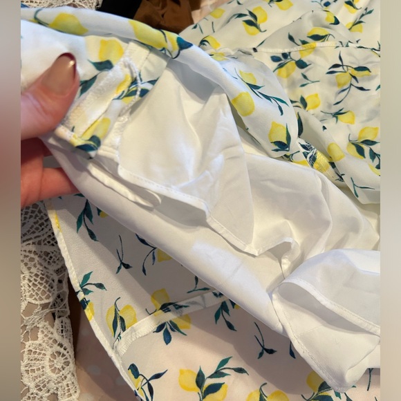 Banana Republic NWT White Lemon Print Midi Dress Size 10 Tall - Picture 11 of 11